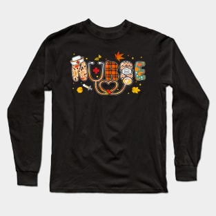 Love Nurse Life Pumpkin Fall Autumn Thanksgiving Nursing Long Sleeve T-Shirt